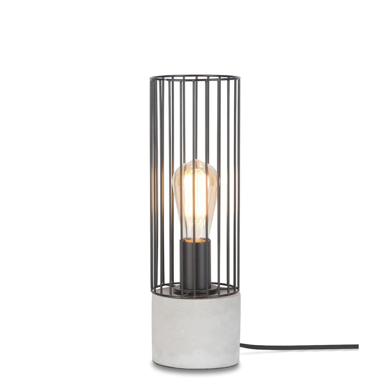 Luminaire - Lampes de table - Lampe de table Memphis métal pierre noir / Ciment - It\'s about Romi - Noir / Ciment gris - Ciment, Fer