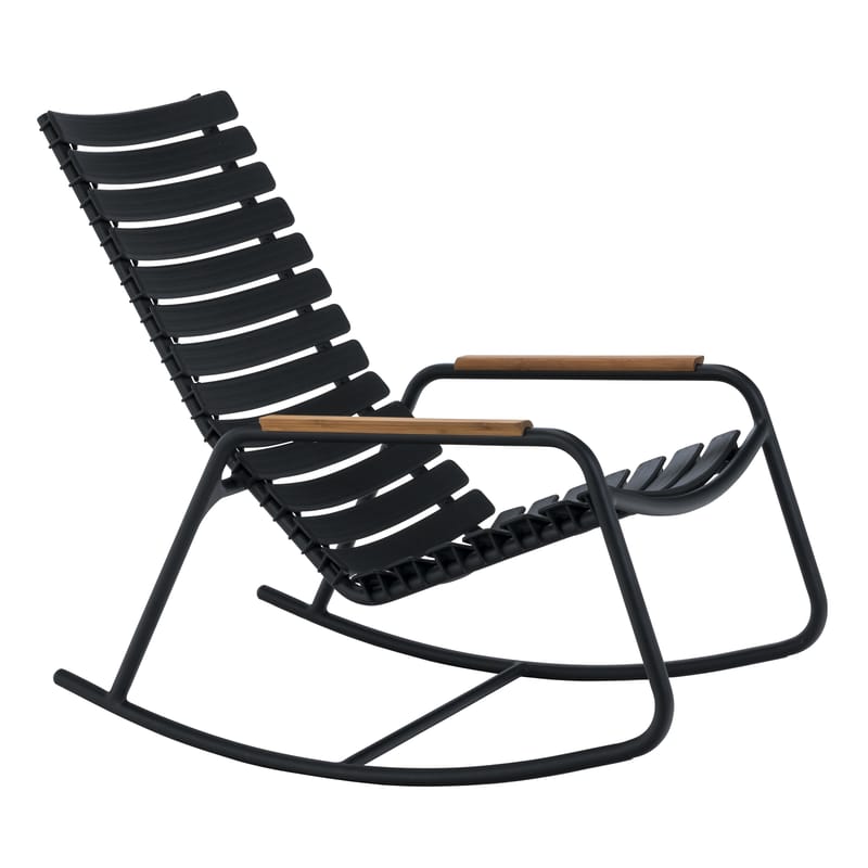 Mobilier - Fauteuils - Rocking chair Clips plastique noir / accoudoirs bambou - Houe - Noir / Bambou - Aluminium, Bambou, Matière plastique