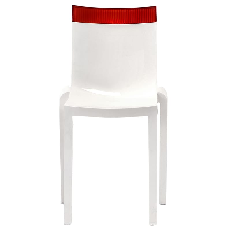 Möbel - Stühle  - Stapelbarer Stuhl Hi Cut plastikmaterial weiß rot Gestell weiß lackiert - Kartell - Weiß lackiert / Rot - Polykarbonat