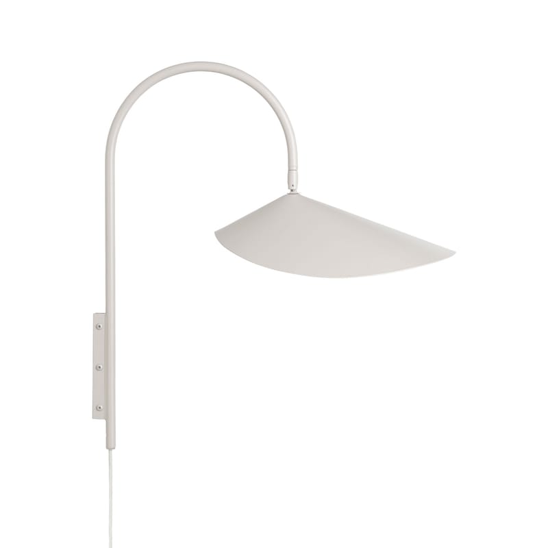 Luminaire - Appliques - Applique avec prise Arum Small métal blanc beige / H 46 cm - Orientable - Ferm Living - Beige Cachemire - Acier laqué époxy