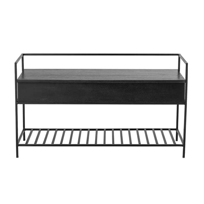 Furniture - Benches - Abelone Bench wood black / Console - 102 cm / Built-in box - Bloomingville - Black - Iron, Mango tree