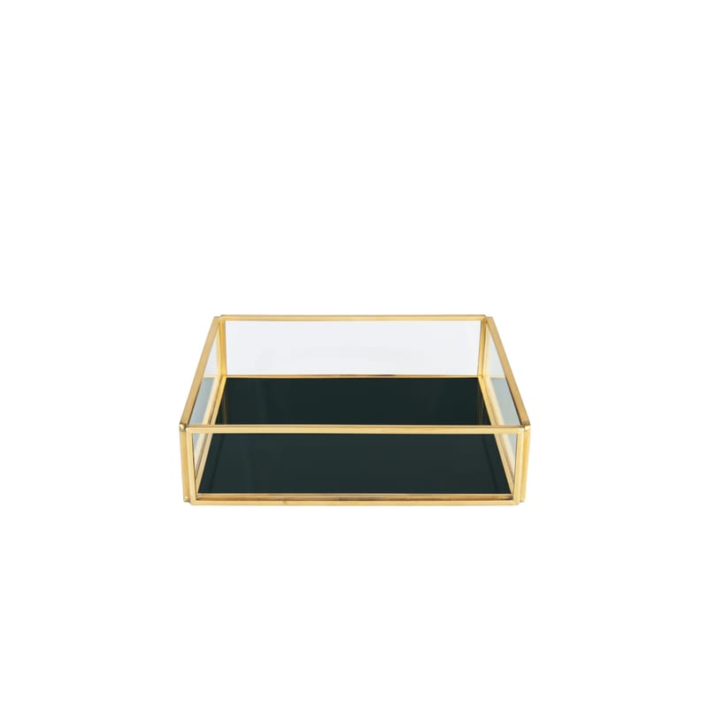 Décoration - Boîtes déco - Boîte Treasure Square métal verre vert or transparent - & klevering - Carré / Vert - Métal doré, Verre