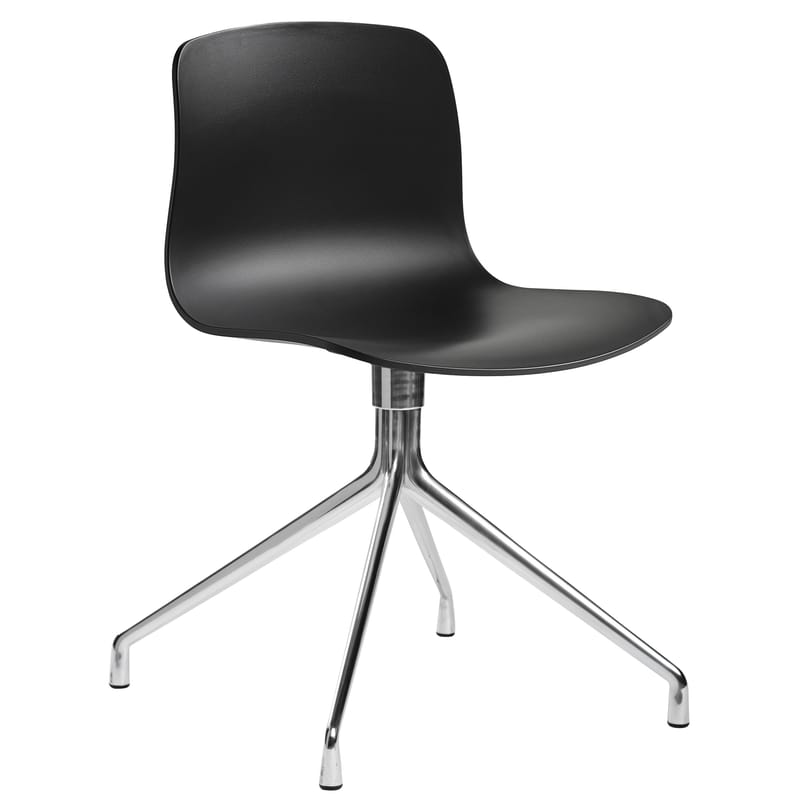 Mobilier - Chaises, fauteuils de salle à manger - Chaise pivotante About a chair plastique noir - Hay - Noir / Pied alu - Fonte d\'aluminium, Polypropylène
