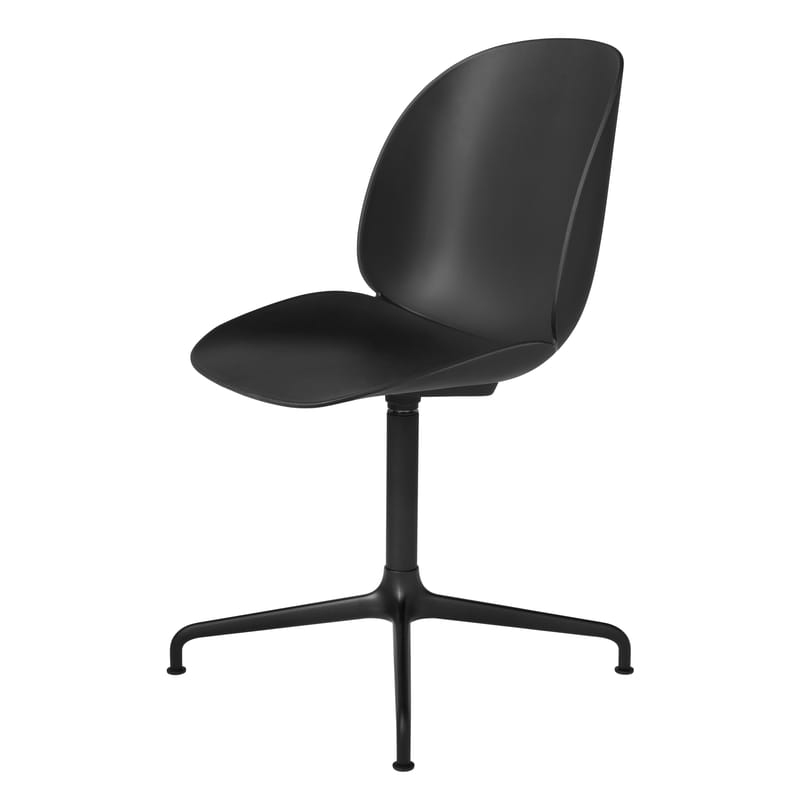 Mobilier - Chaises, fauteuils de salle à manger - Chaise pivotante Beetle plastique noir - Gubi - Noir / Pieds noirs - Acier laqué, Polypropylène