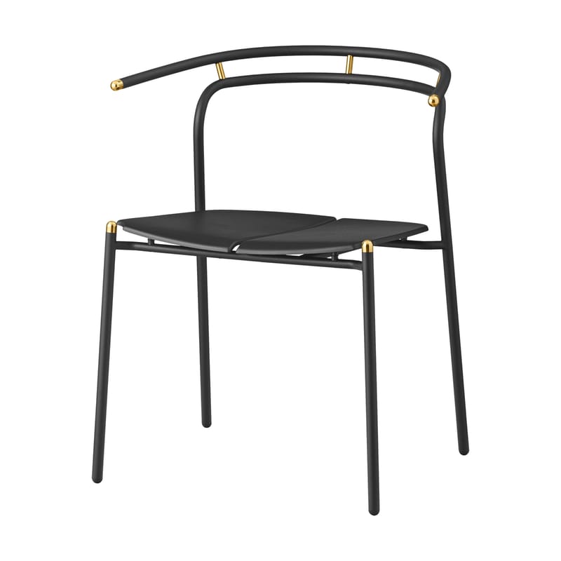 Mobilier - Chaises, fauteuils de salle à manger - Fauteuil Novo métal noir - AYTM - Noir & or - Acier revêtement poudre, Aluminium revêtement poudre
