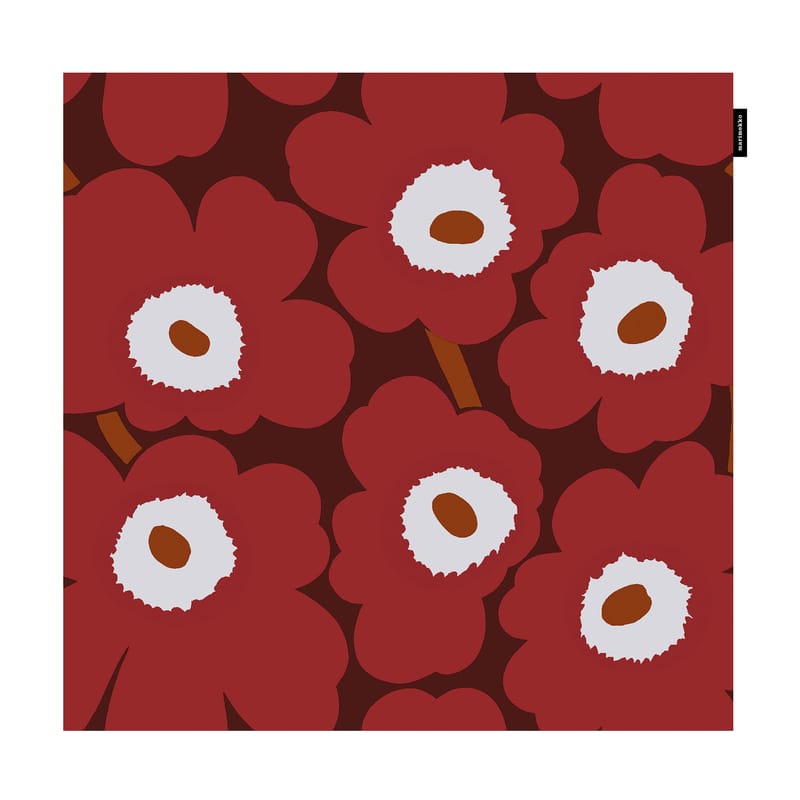 Interni - Cuscini  - Foodera cuscino Pieni Unikko tessuto rosso / 50 x 50 cm - Marimekko - Pieni Unikko / Rosso - Cotone