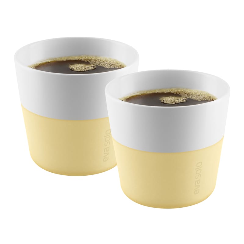 Table et cuisine - Tasses et mugs - Gobelet Lungo céramique jaune / Set de 2 - 230 ml - Eva Solo - Citron givré - Porcelaine, Silicone