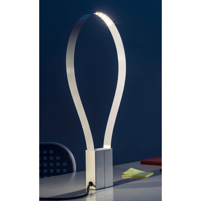 Luminaire - Lampes de table - Lampe de table Fluida métal blanc / Bande LED flexible - Martinelli Luce - Blanc - Métal