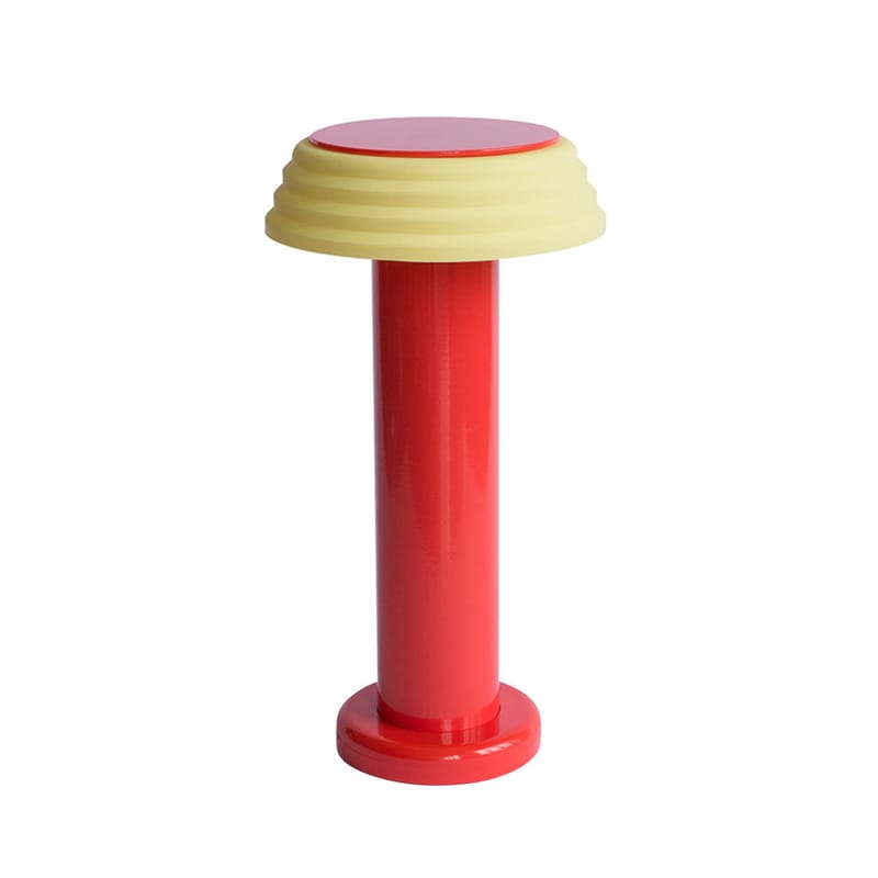 Décoration - Pour les enfants - Lampe sans fil rechargeable Shades - PL1 LED plastique rouge jaune multicolore / Ø 13 x H 24 cm - SOWDEN - Rouge & jaune - Aluminium, Silicone souple