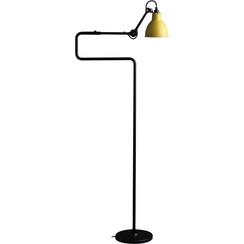 Luminaire - Lampadaires - Liseuse N°411 métal jaune / H 138 cm - Lampe Gras - DCW éditions - Abat-jour jaune / Structure noire - Acier