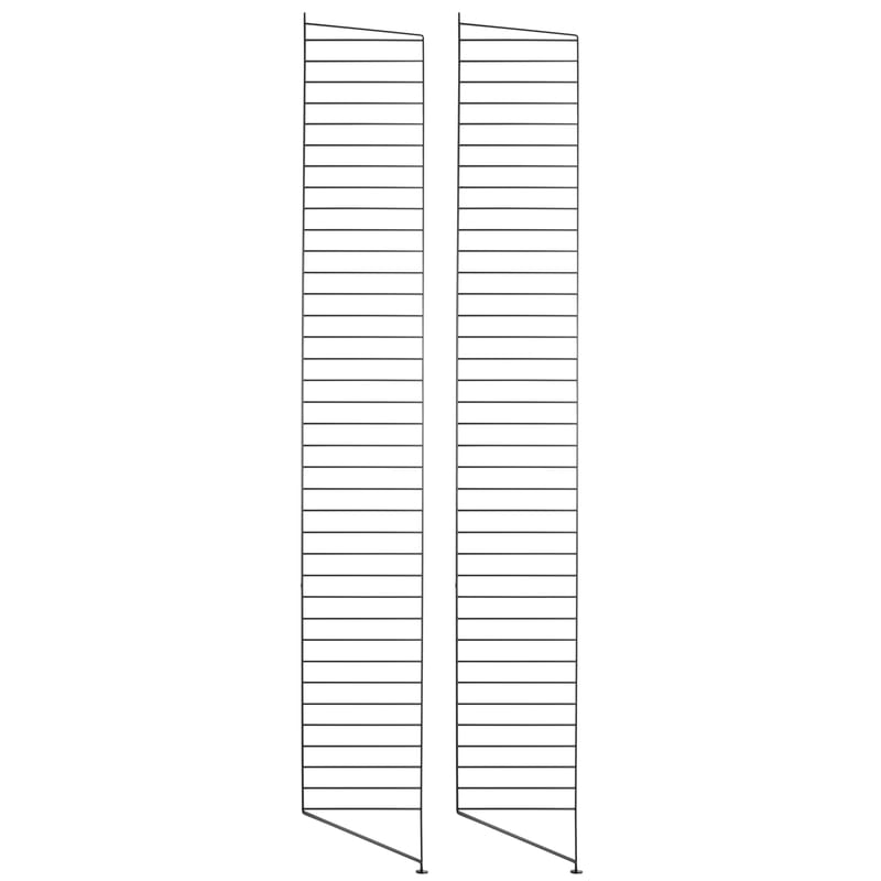 Mobilier - Etagères & bibliothèques - Montant de sol String® system métal noir / H 200 x P 30 cm - Set de 2 - String Furniture - Noir - Acier laqué
