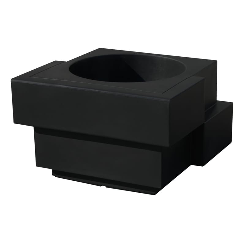 Mobilier - Compléments d\'ameublement - Pot de fleurs Cubic Yo plastique noir - Slide - Noir - polyéthène recyclable