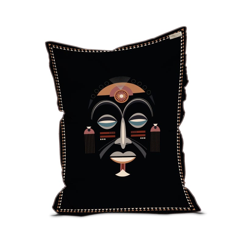 Arredamento - Pouf - Pouf Mask tessuto multicolore nero / Velluto- 115 x 145 cm - PÔDEVACHE - Nero / Multicolore - sfere EPS, Tessuto, Velluto