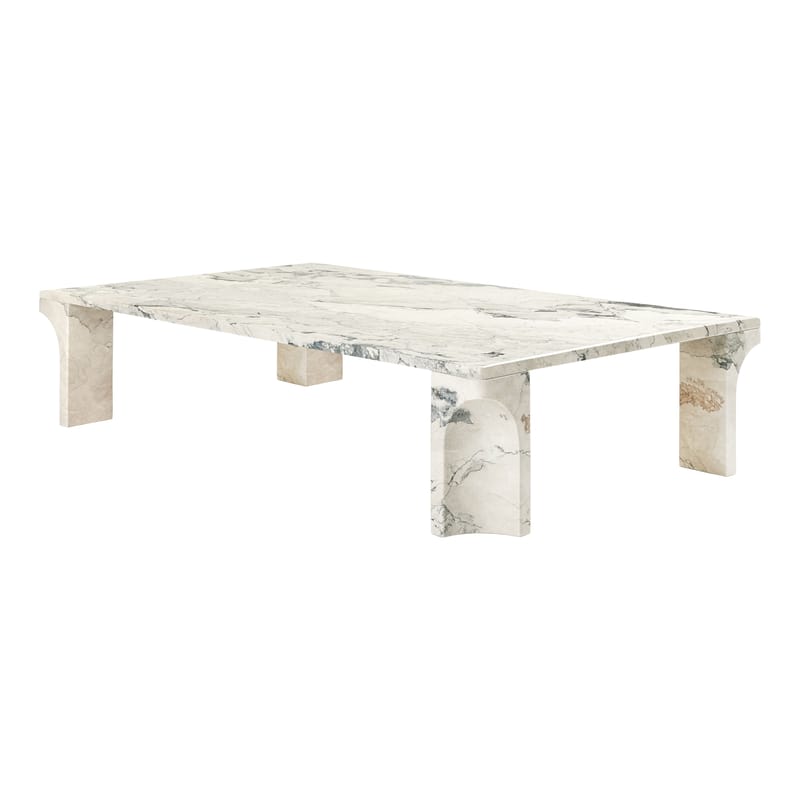 Mobilier - Tables basses - Table basse Doric pierre blanc / 140 x 80 cm - Pierre Limestone - Gubi - Blanc & gris (Limestone) - Limestone