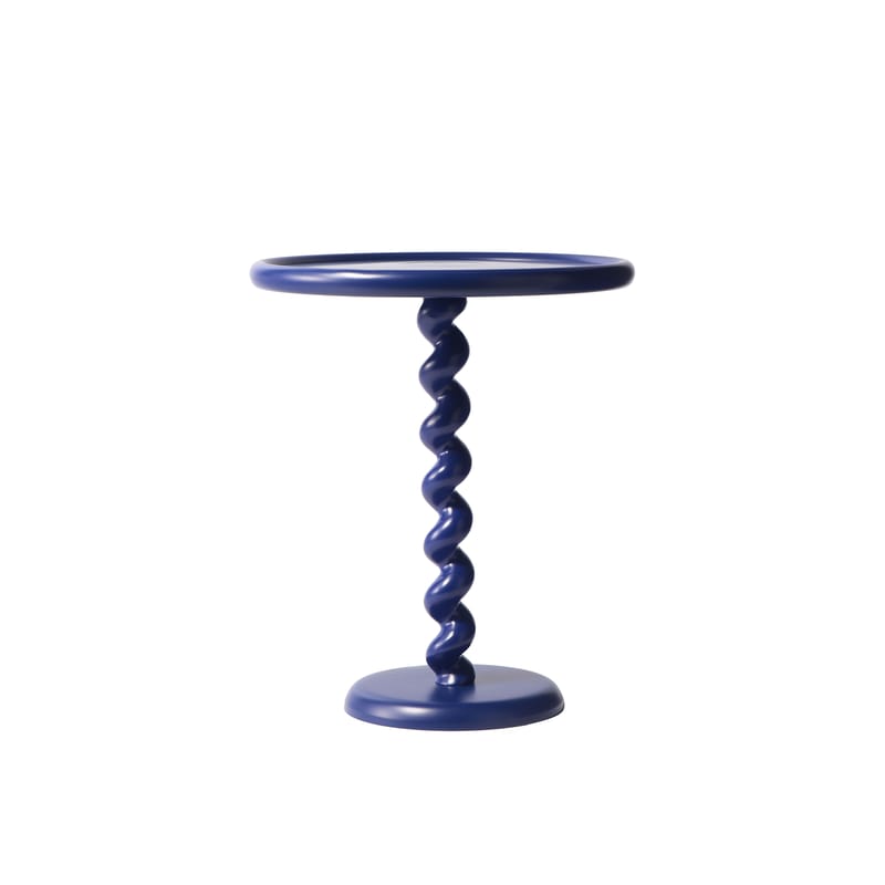 Mobilier - Tables basses - Table d\'appoint Twister métal bleu / Ø 46 x H 56 cm - Fonte aluminium - Pols Potten - Bleu foncé - Fonte d\'aluminium