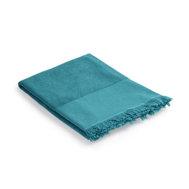 Décoration - Textile - Fouta  tissu bleu /  Serviette de bain - 93x 165 cm - Coton - Au Printemps Paris - Bleu vert - Coton