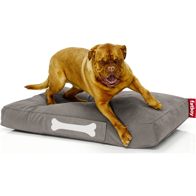 Mobilier - Poufs - Pouf pour chien Doggielounge Large tissu gris / Coton Stonewashed - 80 x 120 cm - Fatboy - Taupe - billes EPS, Coton