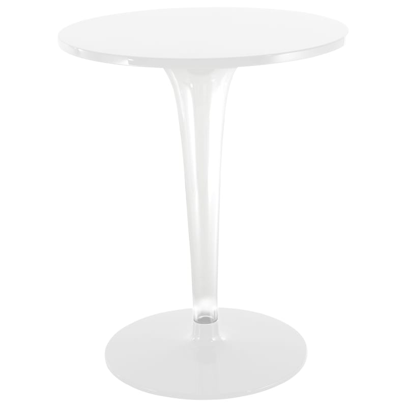 Outdoor - Garden Tables - TopTop - Dr. YES Round table plastic material white Round table top Ø 60 cm - Kartell - White / round leg & base - Melamine, PMMA, Varnished aluminium