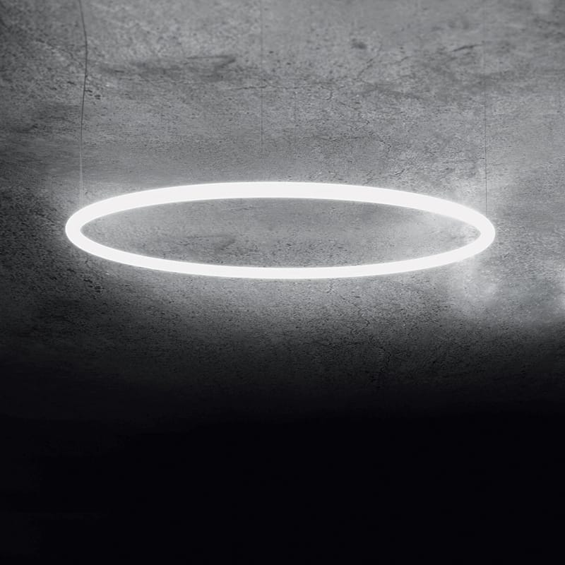 Luminaire - Suspensions - Suspension Alphabet of light Circular métal plastique blanc / LED - Ø 90 cm - Artemide - Ø 90 cm / Blanc - Aluminium, Méthacrylate