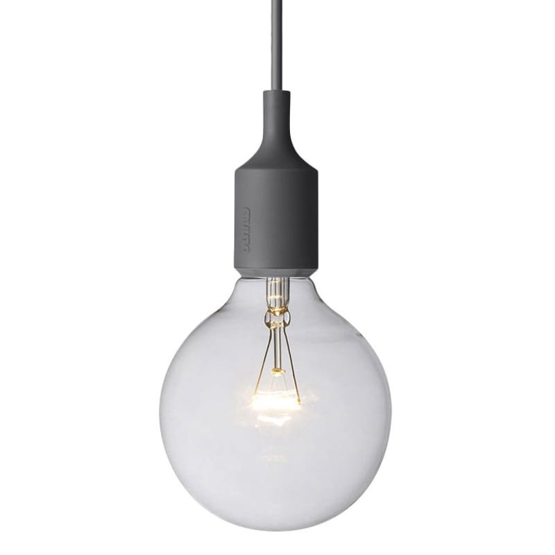 Luminaire - Suspensions - Suspension E27 plastique gris / Silicone - Ampoule incluse - Muuto - Gris foncé - Silicone