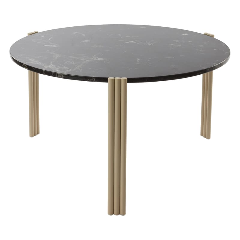 Mobilier - Tables basses - Table basse Tribus pierre noir / Ø 80 x H 45 cm - Marbre - AYTM - Marbre noir / Sable - Acier, Marbre