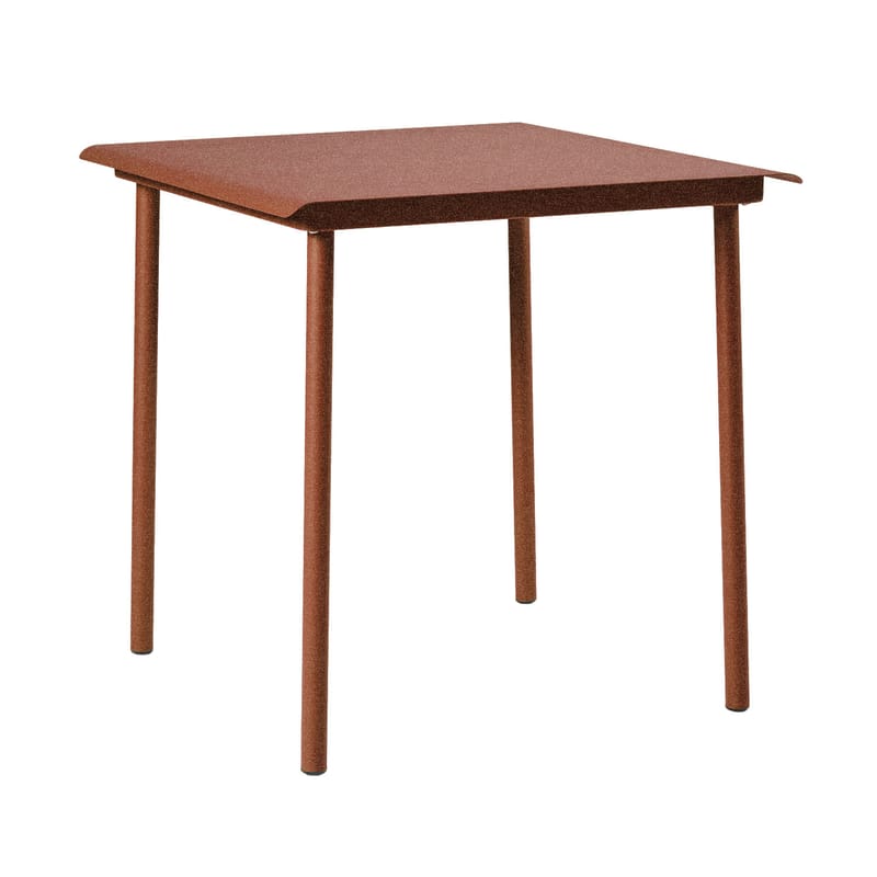 Jardin - Tables de jardin - Table carrée Patio Café métal rouge orange / 75 x 75 cm - Tôle pleine - Tolix - Rouille Fauve - Acier inoxydable