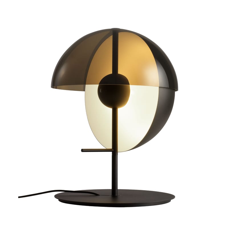Lighting - Table Lamps - Theia LED Table lamp metal plastic material black LED / H 43,5 cm - Marset - Black / Smocked brown - Lacquered metal, Smoked methacrylate