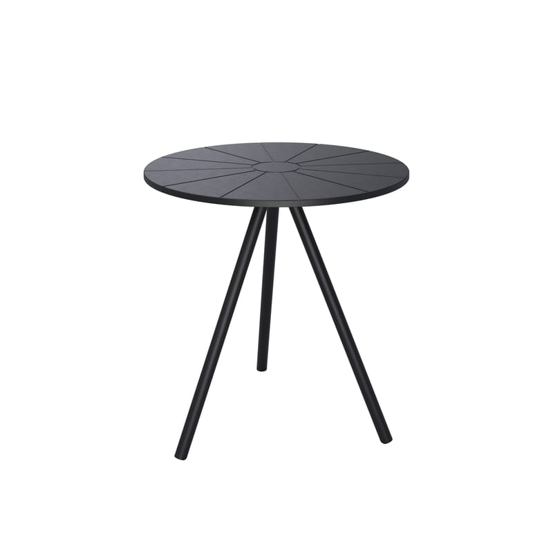 Jardin - Tables de jardin - Table ronde Nami plastique noir / Ø 65 cm - recyclé - Houe - Noir - Acier, Plastique recyclé