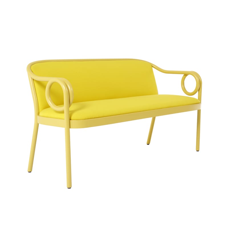 Mobilier - Bancs - Banquette Loop tissu bois jaune / hêtre courbé - L 145 cm - Wiener GTV Design - Vert-jaune (D28) / Tissu jaune (Kvadrat Vidar 443) - Hêtre cintré, Mousse, Tissu Kvadrat