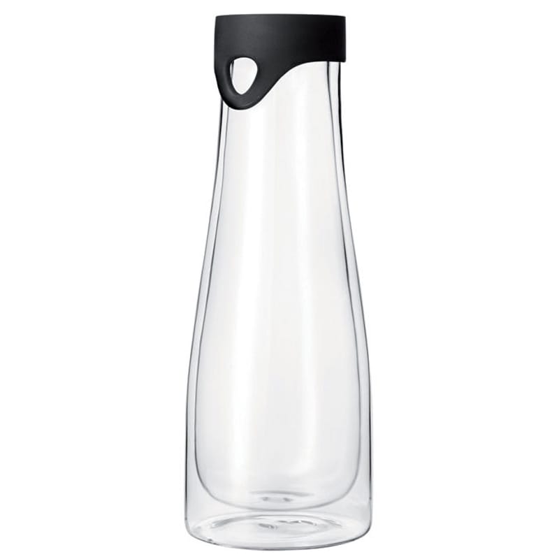 Tisch und Küche - Einfach praktisch - Karaffe Primo glas transparent 1 l - thermoisolierend - mit Ausgießer/Deckel - Leonardo - Transparent / Verschluss schwarz - Glas, Silikon