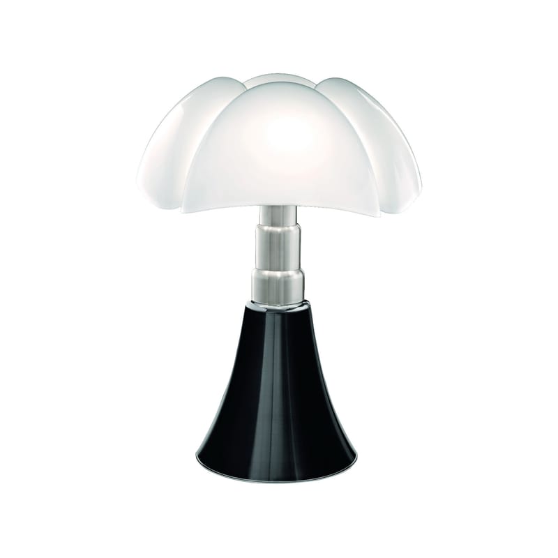 Luminaire - Lampes de table - Lampe de table Pipistrello / H 66 à 86 cm - Gae Aulenti, 1965 - Martinelli Luce - Noir brillant - Acier galvanisé, Aluminium laqué, Méthacrylate opalin