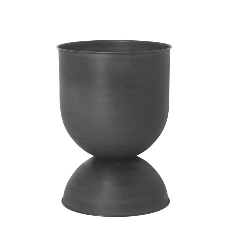 Jardin - Pots et plantes - Pot de fleurs Hourglass Medium métal noir / Ø 40 x H 59 cm - Ferm Living - Noir - Métal vieilli