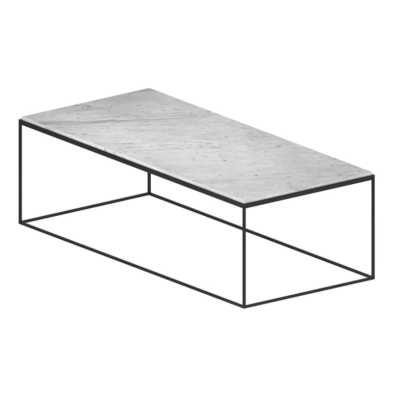 Mobilier - Tables basses - Table basse Slim Marbre métal pierre blanc / 118 x 53 x H 36 cm - Zeus - Large / Marbre blanc - Acier peint époxy, Marbre de Carrare