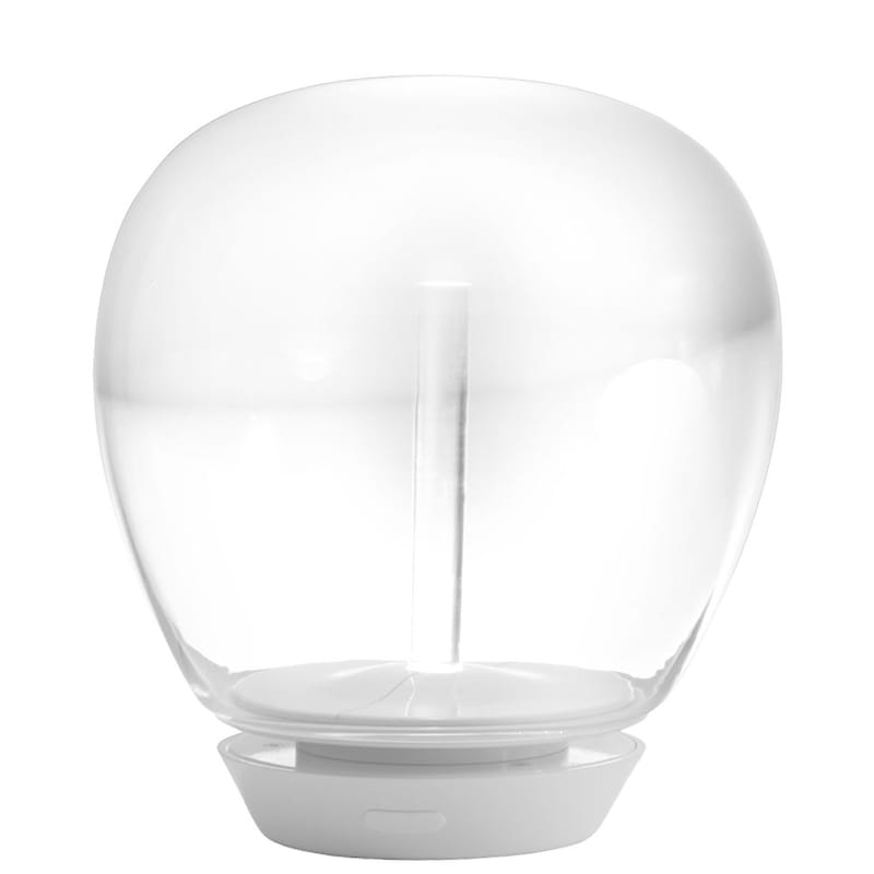 Leuchten - Tischleuchten - Tischleuchte Empatia LED metall glas weiß transparent LED / Ø 26 cm - Artemide - Ø 26 cm / transparent & weiß - geblasenes Glas, klarlackbeschichtetes Aluminium, Methacrylate