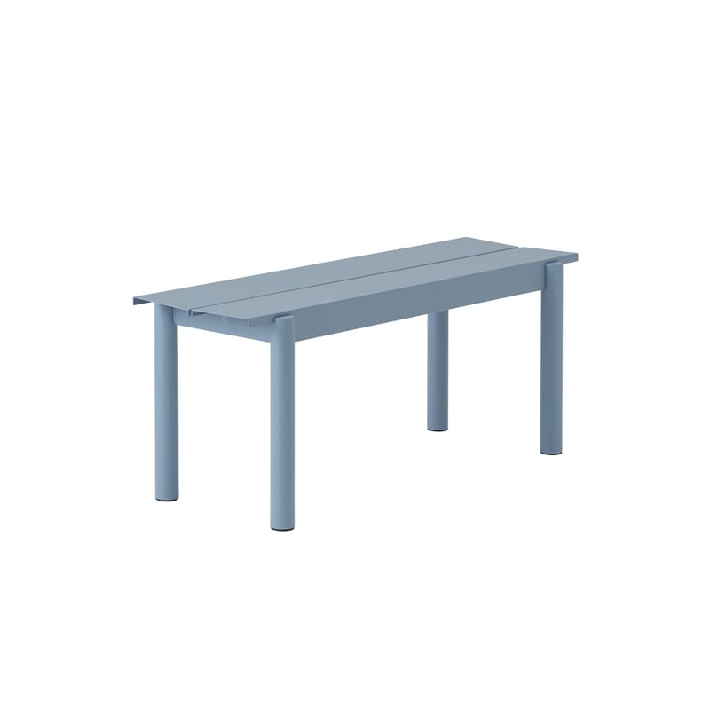 Möbel - Bänke - Bank Linear metall blau / Stahl - L 110 cm - Muuto - Hellblau - Aluzinc, Stahl