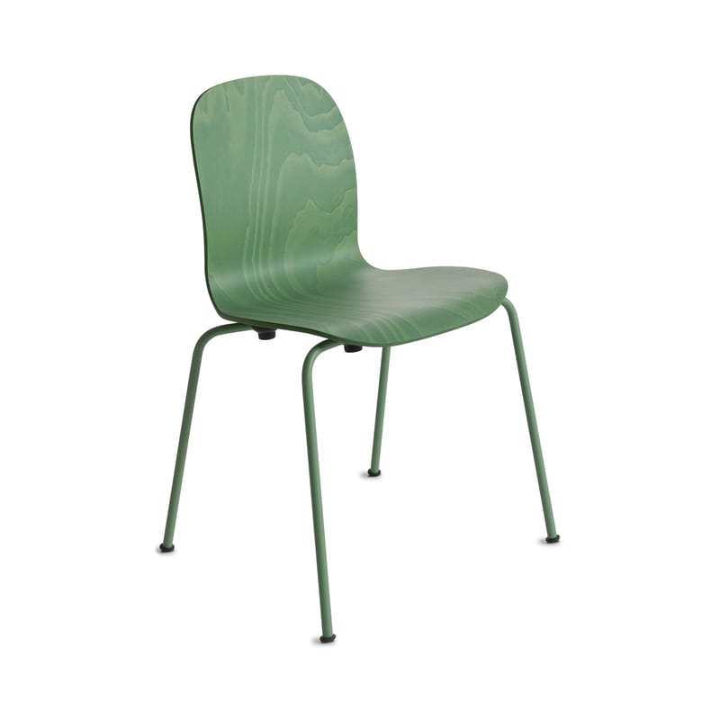 Mobilier - Chaises, fauteuils de salle à manger - Chaise empilable Tate Color bois vert /Jasper Morrison, 2012 - Cappellini - Vert gazon - Acier, Contreplaqué de hêtre teinté