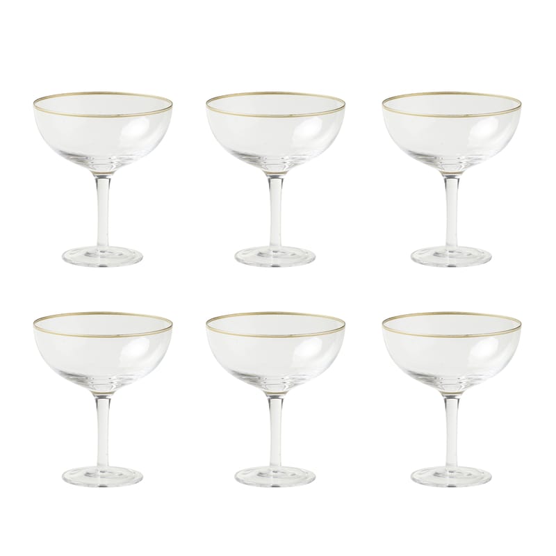Table et cuisine - Verres  - Coupe à champagne Decò verre transparent / Set de 6 - H 12,4 cm - Bitossi Home - Transparent - Verre soufflé