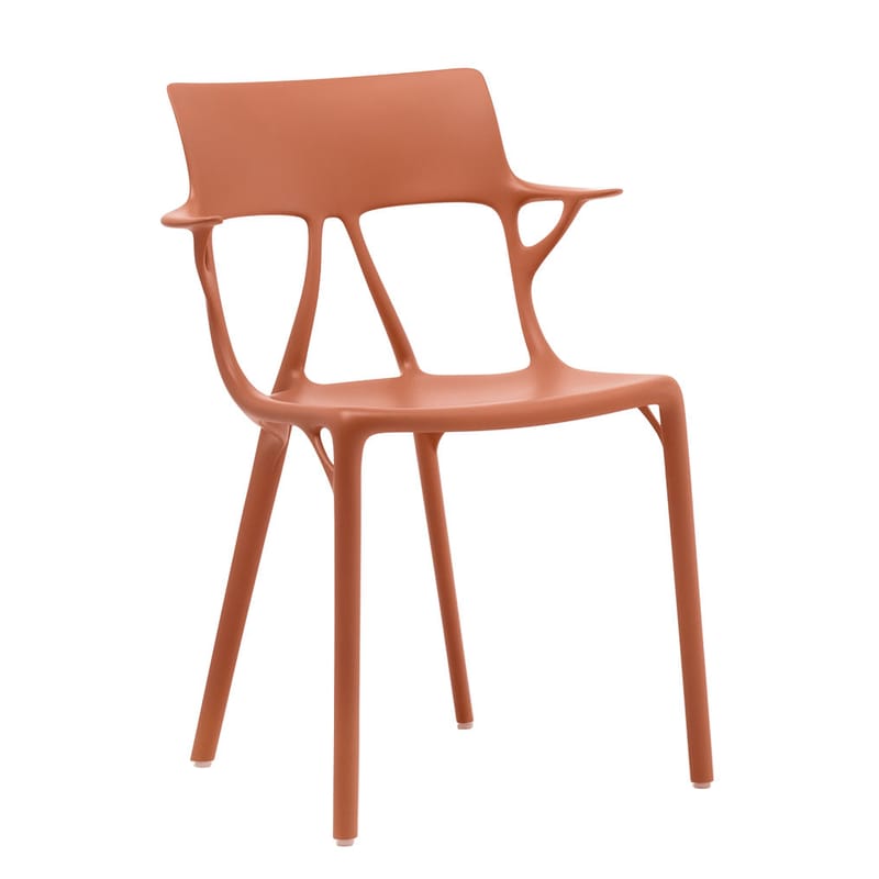 Mobilier - Chaises, fauteuils de salle à manger - Fauteuil A.I plastique orange / Conçu par une intelligence artificielle - 100% recyclé - Kartell - Orange - Technopolymère thermoplastique recyclé