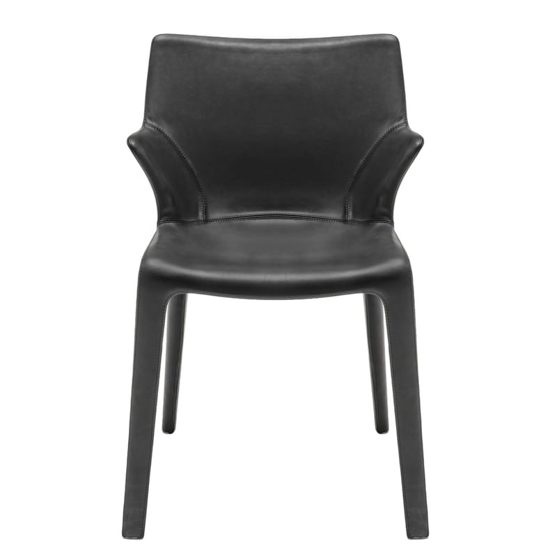 Mobilier - Chaises, fauteuils de salle à manger - Fauteuil de repas rembourré Lou Eat cuir noir - Driade - Cuir noir - Cuir
