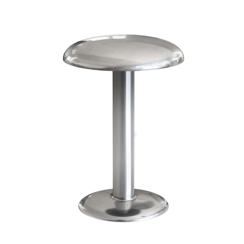 Luminaire - Lampes de table - Lampe sans fil rechargeable Gustave LED gris argent métal / Ø 16 x H 23 cm - Flos - Argent poli - Aluminium
