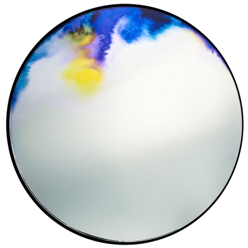 Decoration - Mirrors - Francis Wall mirror metal glass multicoloured Ø 45 cm - Petite Friture - Blue watercolor - Glass, Painted aluminium