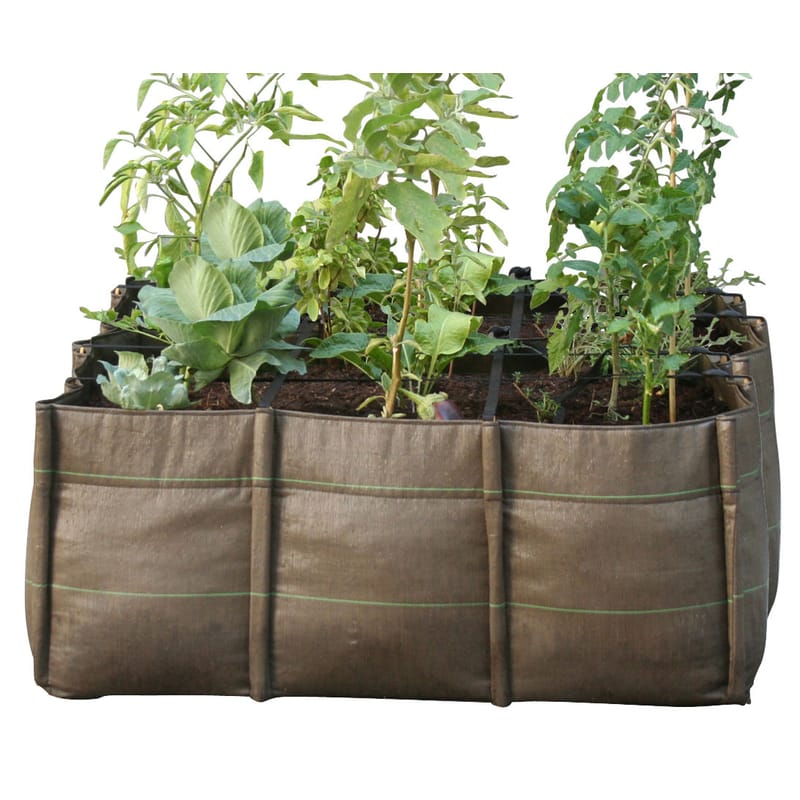Jardin - Pots et plantes - Carré potager BacSquare 9 tissu marron / Geotextile Outdoor - 330 L - Bacsac - 9 carrés (330L) / Marron - Toile géotextile