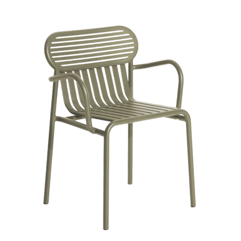 Mobilier - Chaises, fauteuils de salle à manger - Fauteuil bridge empilable Week-End métal vert / Aluminium - Petite Friture - Vert Jade - Aluminium thermolaqué époxy
