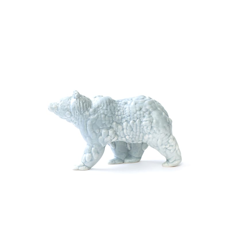 Décoration - Objets déco et cadres-photos - Figurine Orso Small céramique gris / Céramique modelée 3D - L 18 cm - Moustache - Gris clair - Céramique émaillée