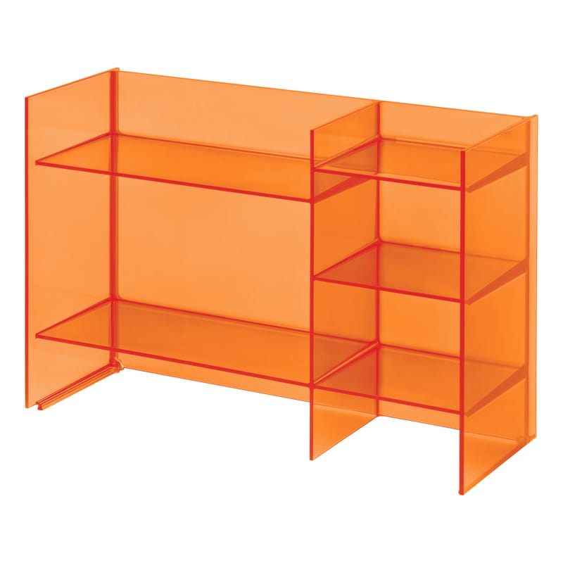 Mobilier - Etagères & bibliothèques - Meuble de rangement Sound-Rack plastique orange / L 75 x H 53 cm - Kartell - Orange tangerine - PMMA