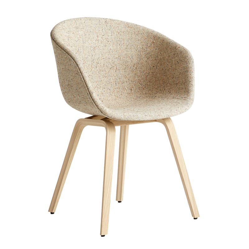 Furniture - Chairs - About a chair AAC23 Padded armchair textile beige natural wood / Integral fabric & matt varnished oak - Hay - Mottled beige (Bolgheri LGG60) / Matt varnished oak - Fabric, Matt varnished oak, Polyurethane foam, Renforced polypropylen