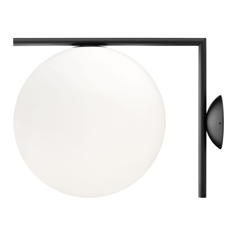 Luminaire - Appliques - Applique IC W2 métal verre blanc noir / Ø 30 cm - Michael Anastassiades, 2014 - Flos - Noir - Acier verni, Verre soufflé