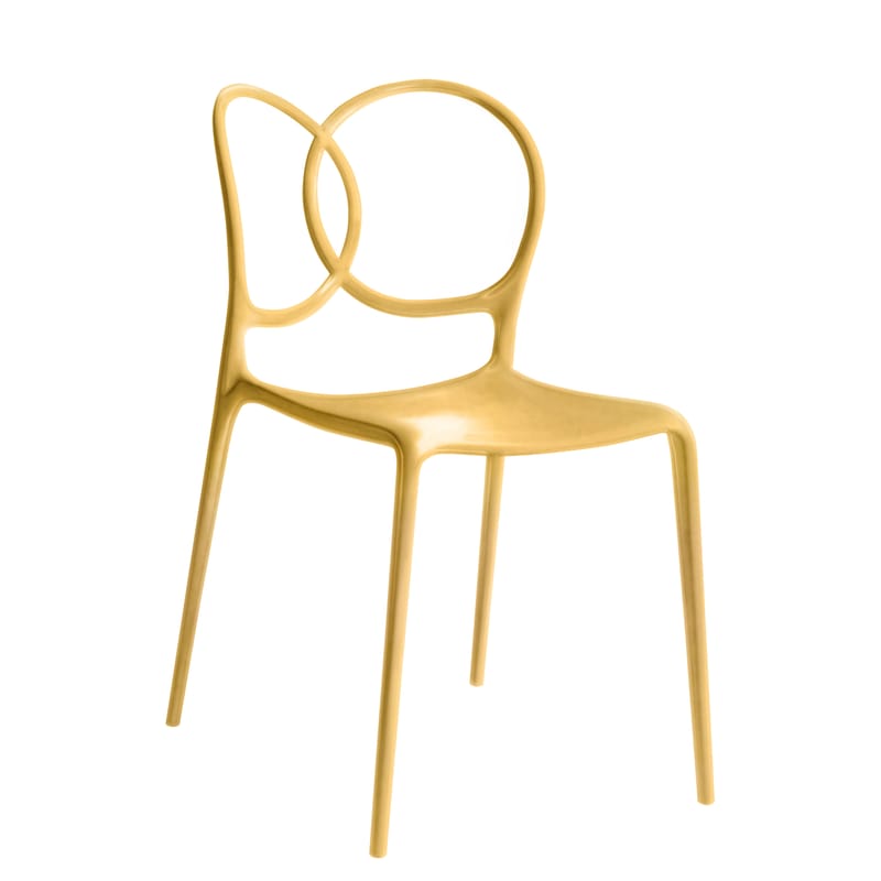 Mobilier - Chaises, fauteuils de salle à manger - Chaise empilable Sissi plastique or Indoor - Driade - Or - Fibre de verre, Polyéthylène, Polypropylène