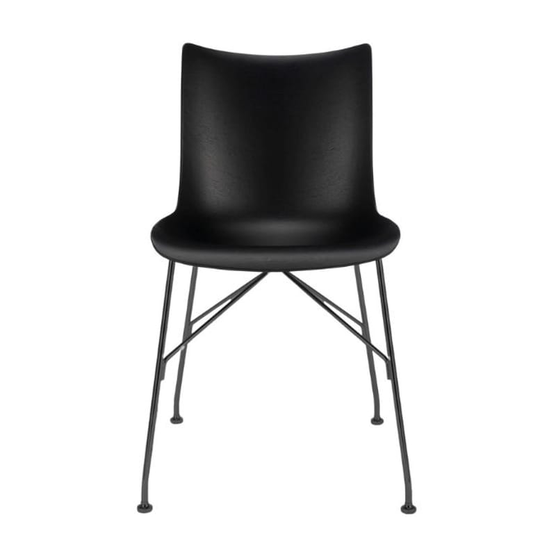 Mobilier - Chaises, fauteuils de salle à manger - Chaise P/Wood bois noir / Bois moulé - Kartell - Noir / Pied noir - Acier peint, Contreplaqué de bois moulé