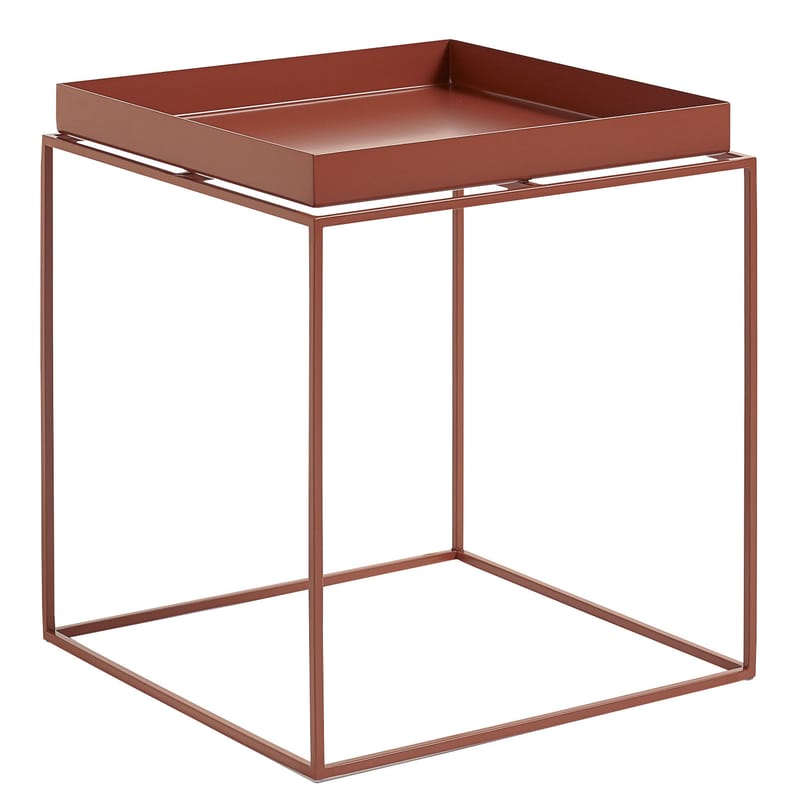 Furniture - Coffee Tables - Tray Coffee table metal red Square - H 40 cm / 40 x 40 cm - Hay - Red - Lacquered steel